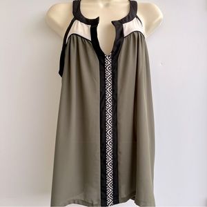 MNK Black Green Blouse Tank Size XL